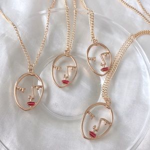 LAST ONE! hollow out face charm necklace (buy 1 get two free!!!)